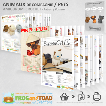 Animaux de Compagnie / Pets - Amigurumi Crochet PDF - Chat Chien Lapin / Cat Dog Rabbit - FROGandTOAD Créations